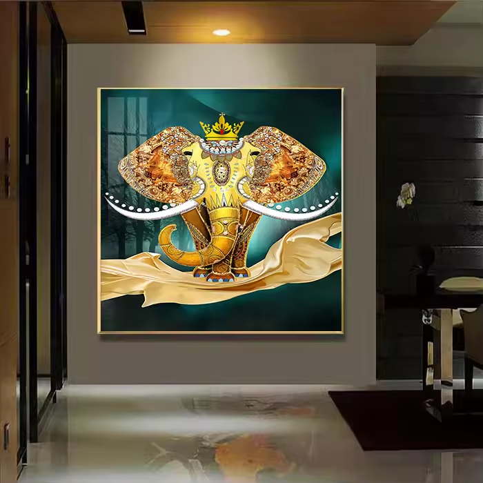 ELEPHANT CRYSTAL GLASS PAINTING