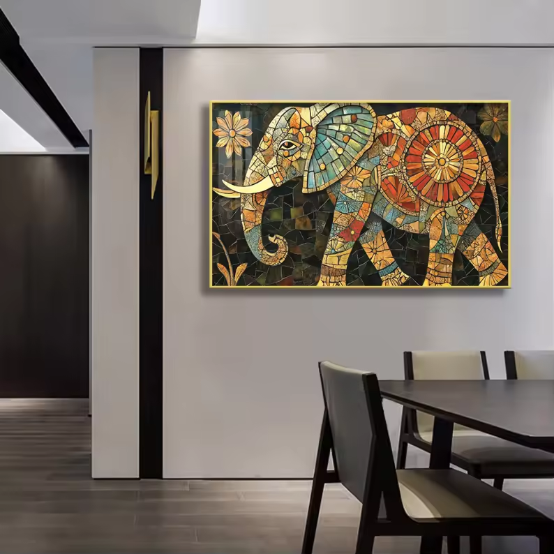 JODHPURY ELEPHANT CRYSTAL GLASS PAINTING