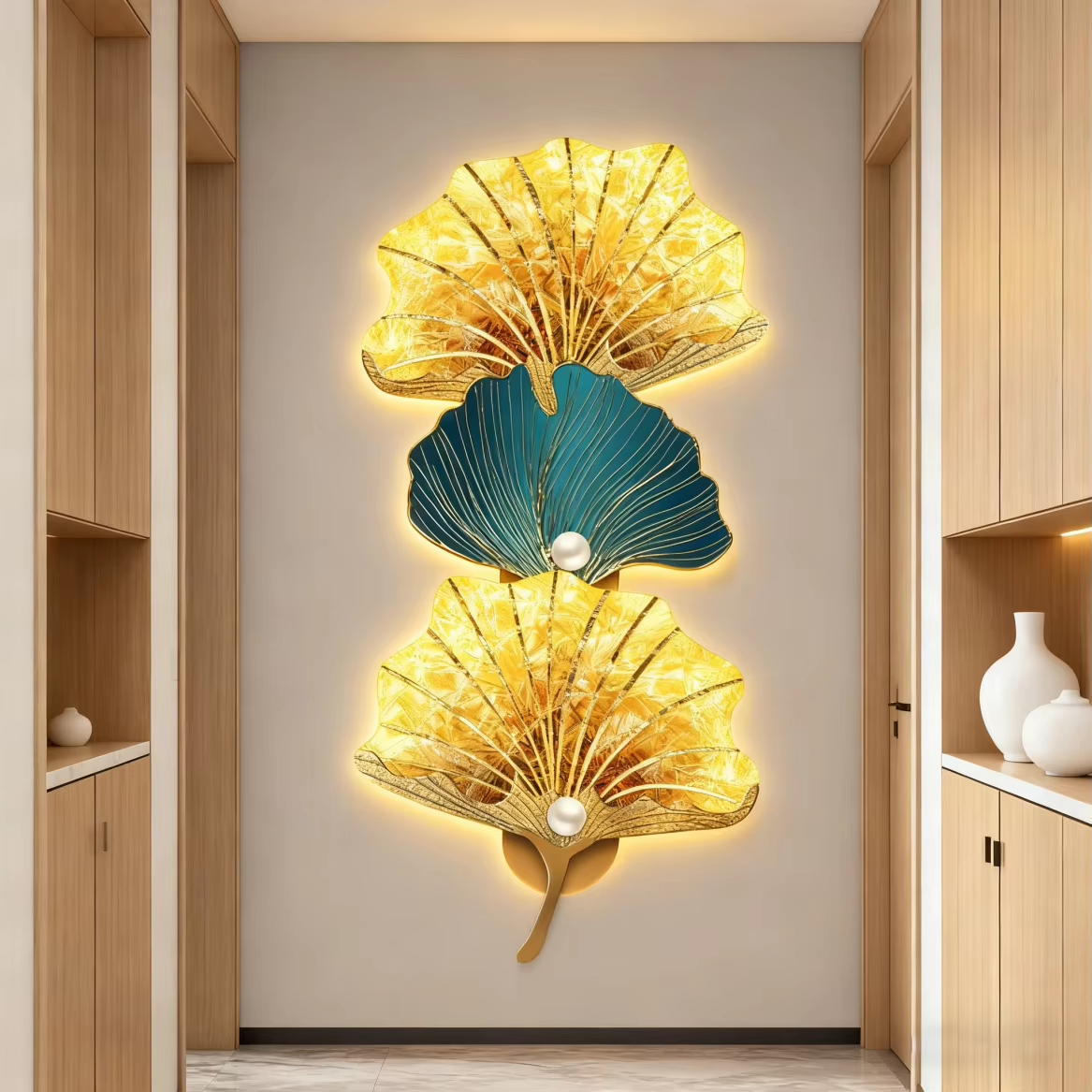 VERTICAL LEAF LED WALL ART